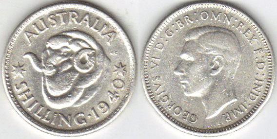 1940 Australia silver Shilling (EF) A000868 - Click Image to Close
